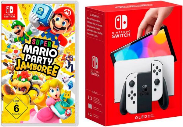 NINTENDO SWITCH OLED weiß + Mario Party Jamboree